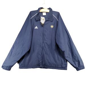 Adidas Men's Notre Dame Windbreaker Jacket XL Long Sleeve Blue W/Tags VTG 2006